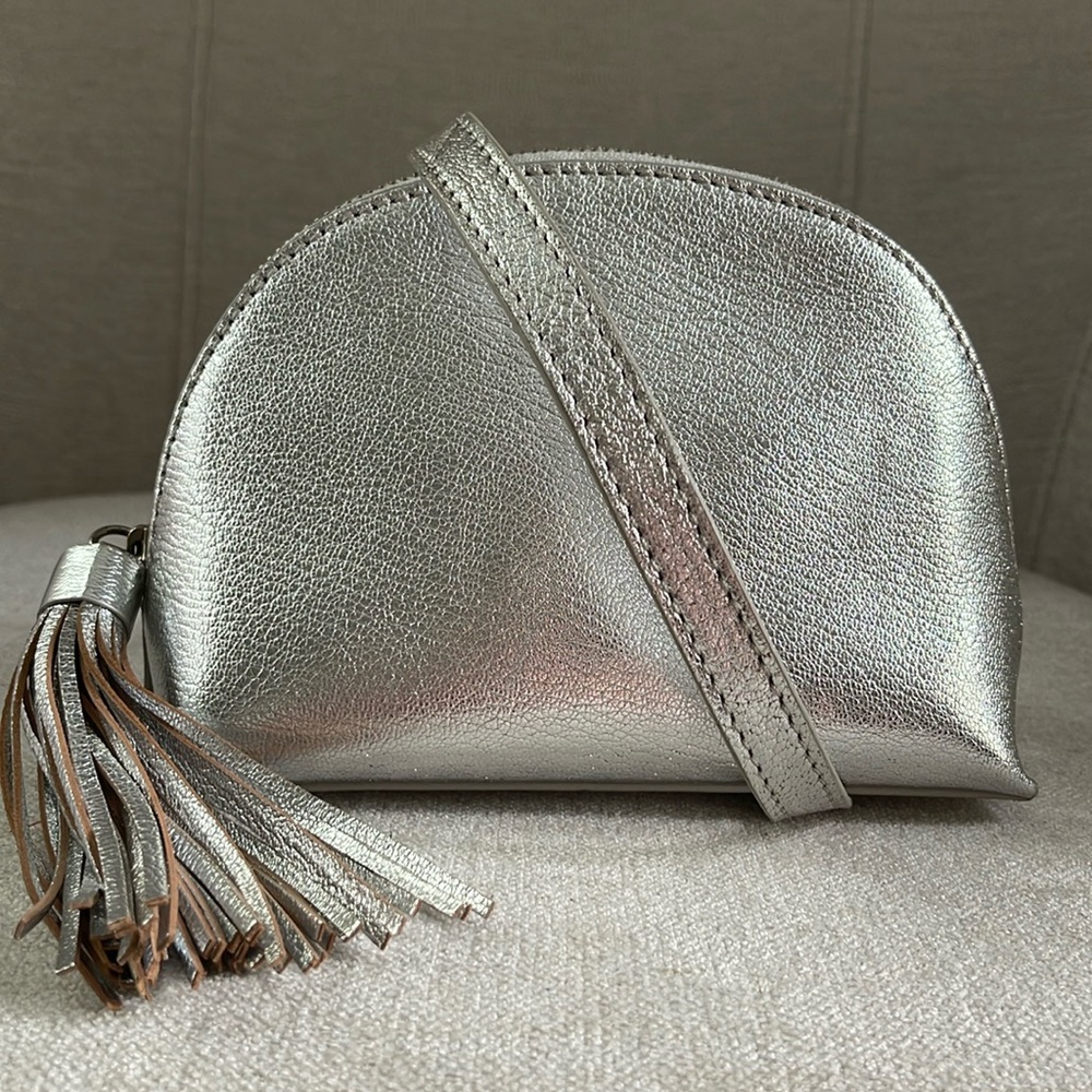 LOEFFLER RANDALL Silver Metallic Dome Crossbody Bag